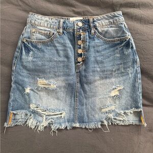 Distressed Denim Mini Skirt